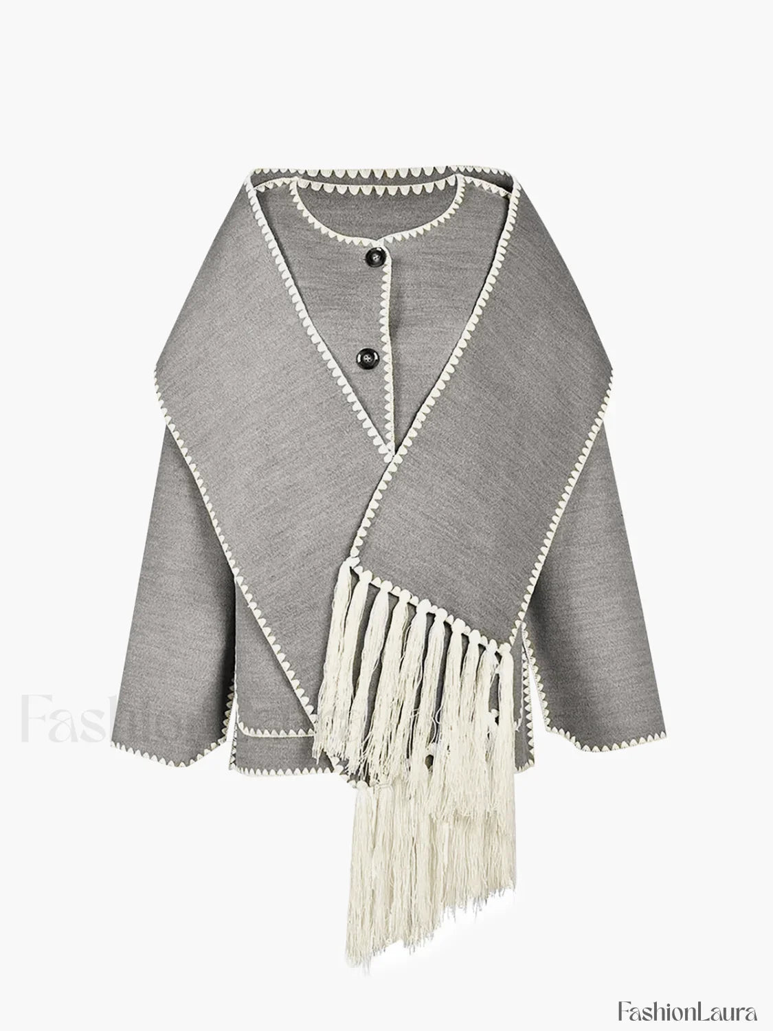 Contrast Trim Jacket Trendy With Matching Scarf
