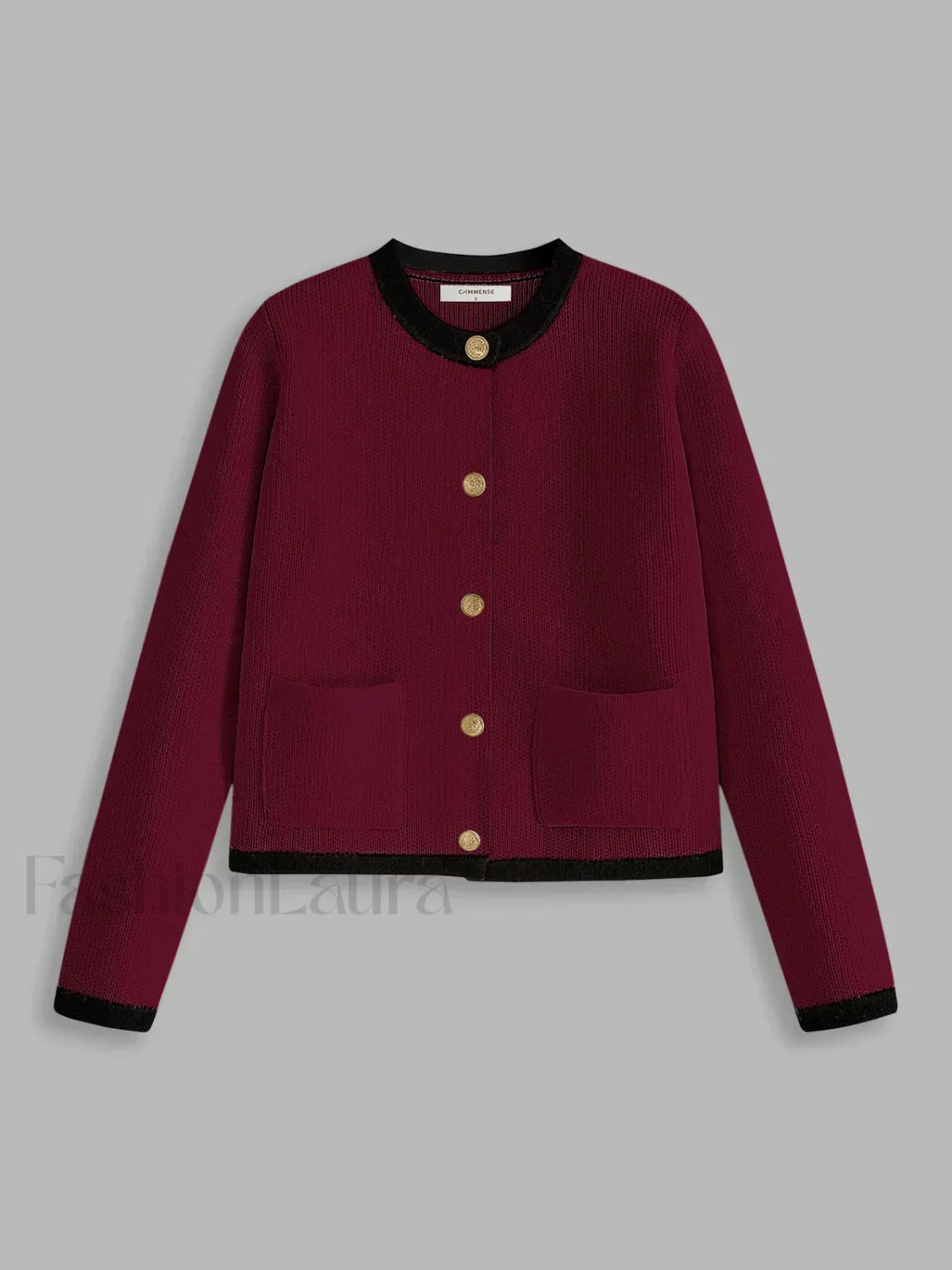 Contrast Trim Jersey Cardigan Burgundy / XS Cardigans