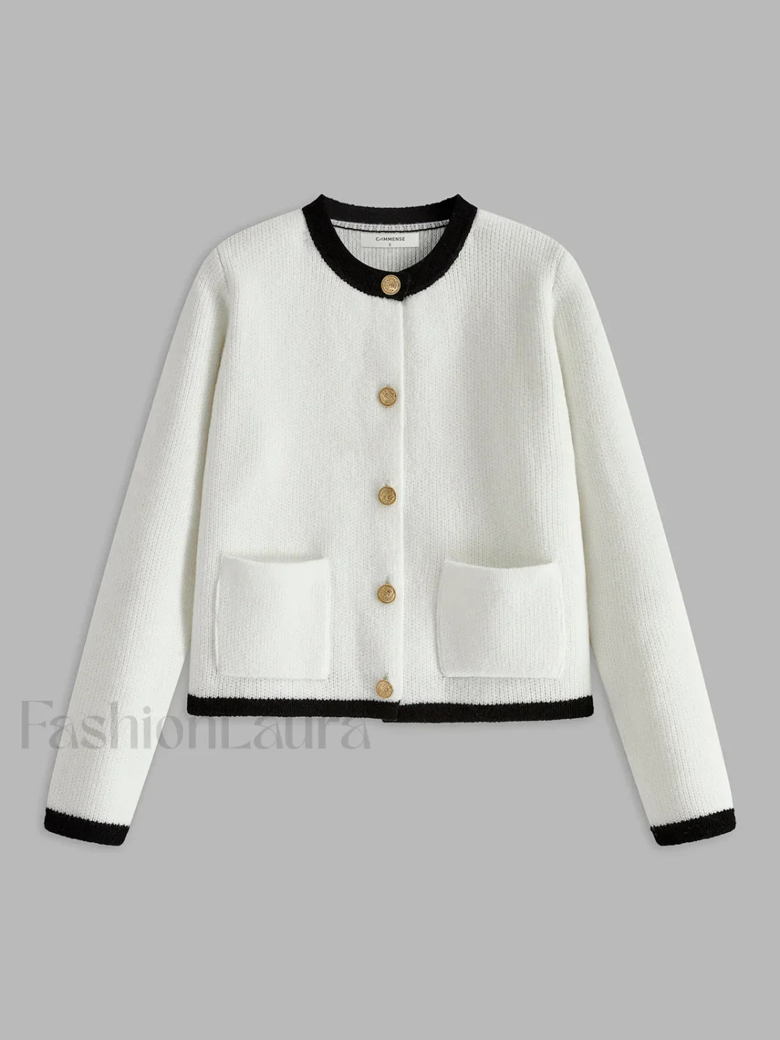 Contrast Trim Jersey Cardigan White / XS Cardigans