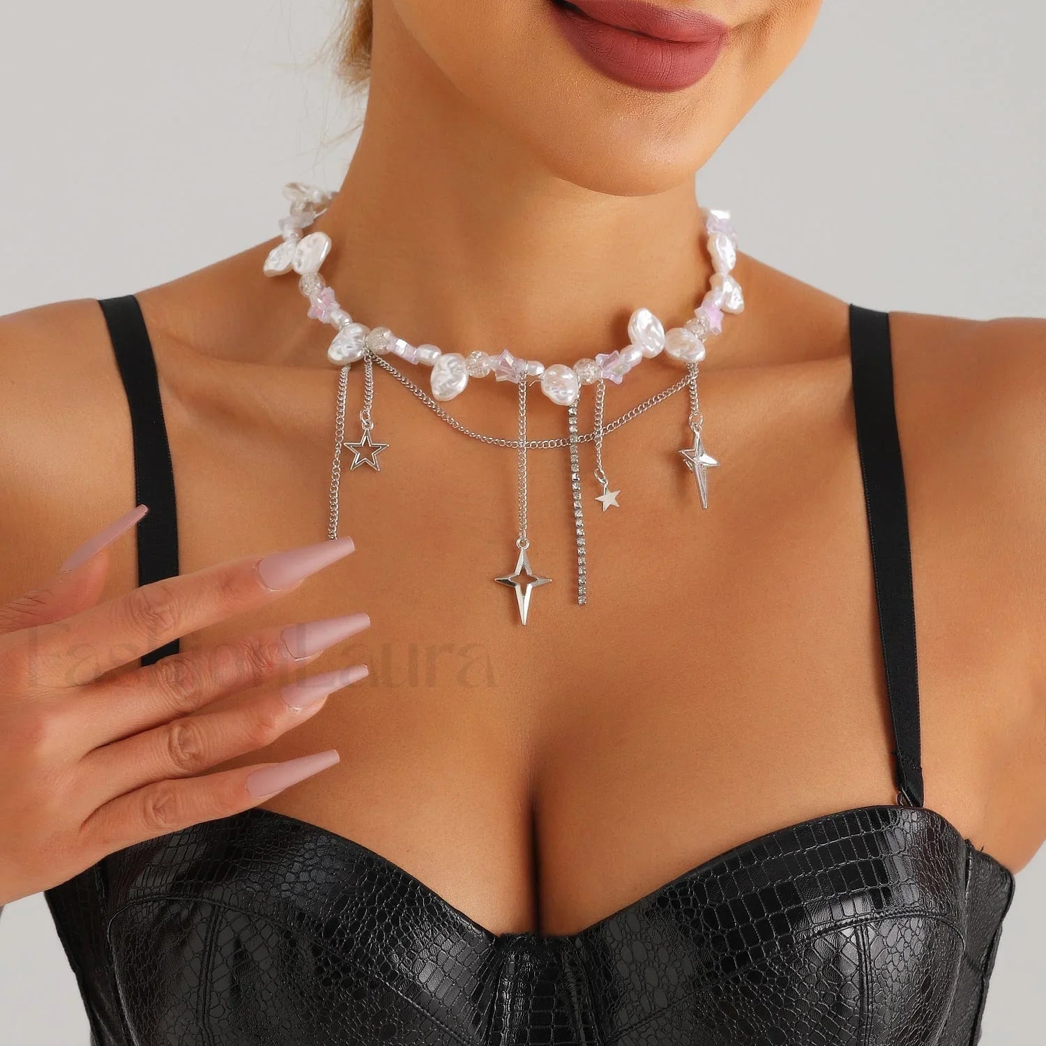 Cool Diamond Style Star Cross Necklace