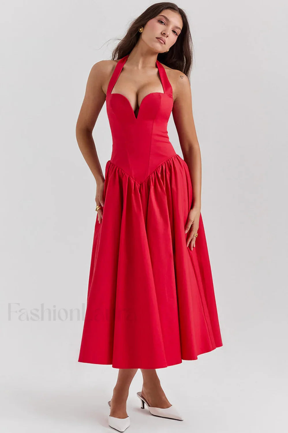 Coquette Scarlet Stylish Halter Midi Dress