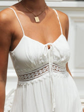 Spaghetti Strap Crochet Lace Tiered Maxi Dress Summer 4