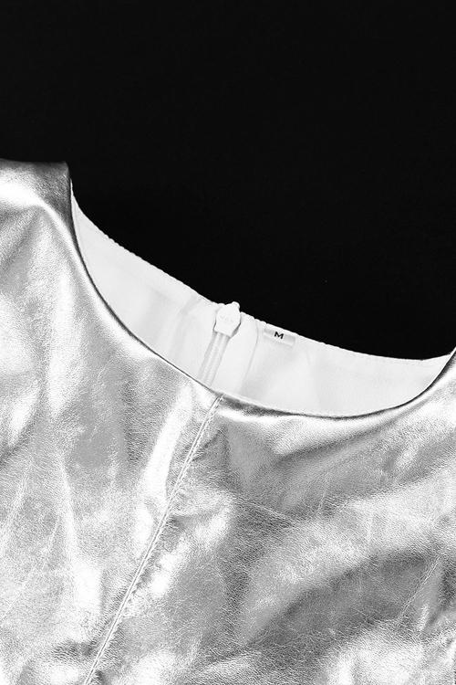 High Neck Sleeveless Metallic Shift Mini Dress 8