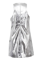 High Neck Sleeveless Metallic Shift Mini Dress 7