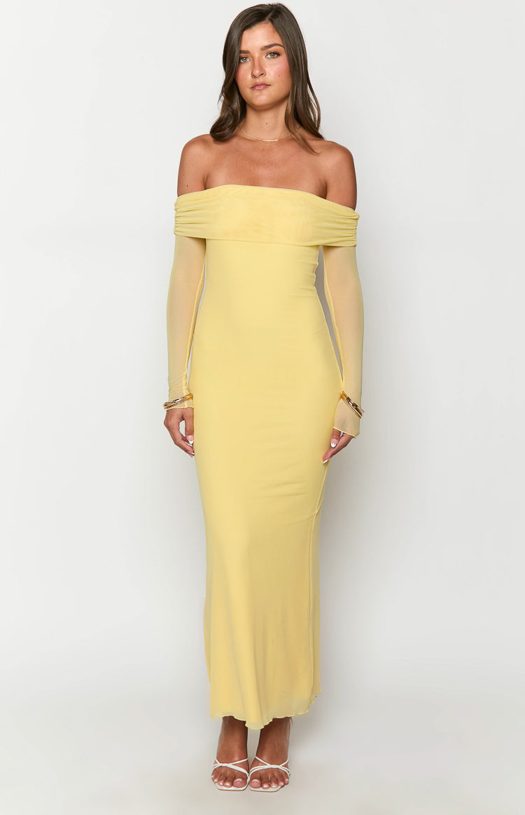 Mesh Fold Over Off Shoulder Long Sleeve Bodycon Maxi Dress 2