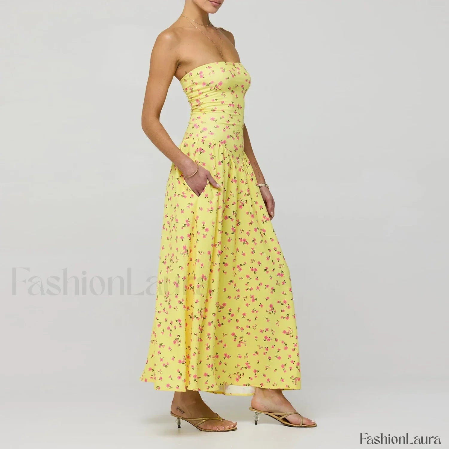 Corset Ruffle Midi Dress