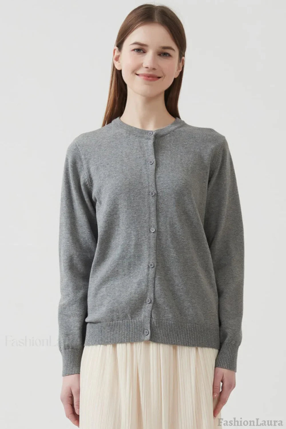 Cotton Round Neck Cardigan