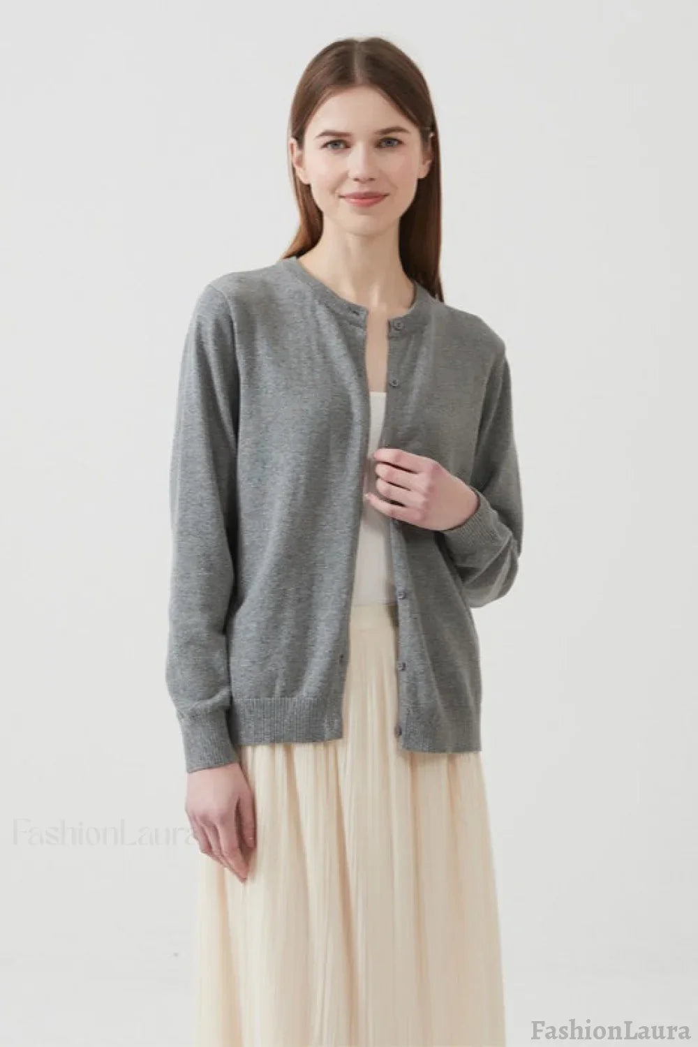 Cotton Round Neck Cardigan