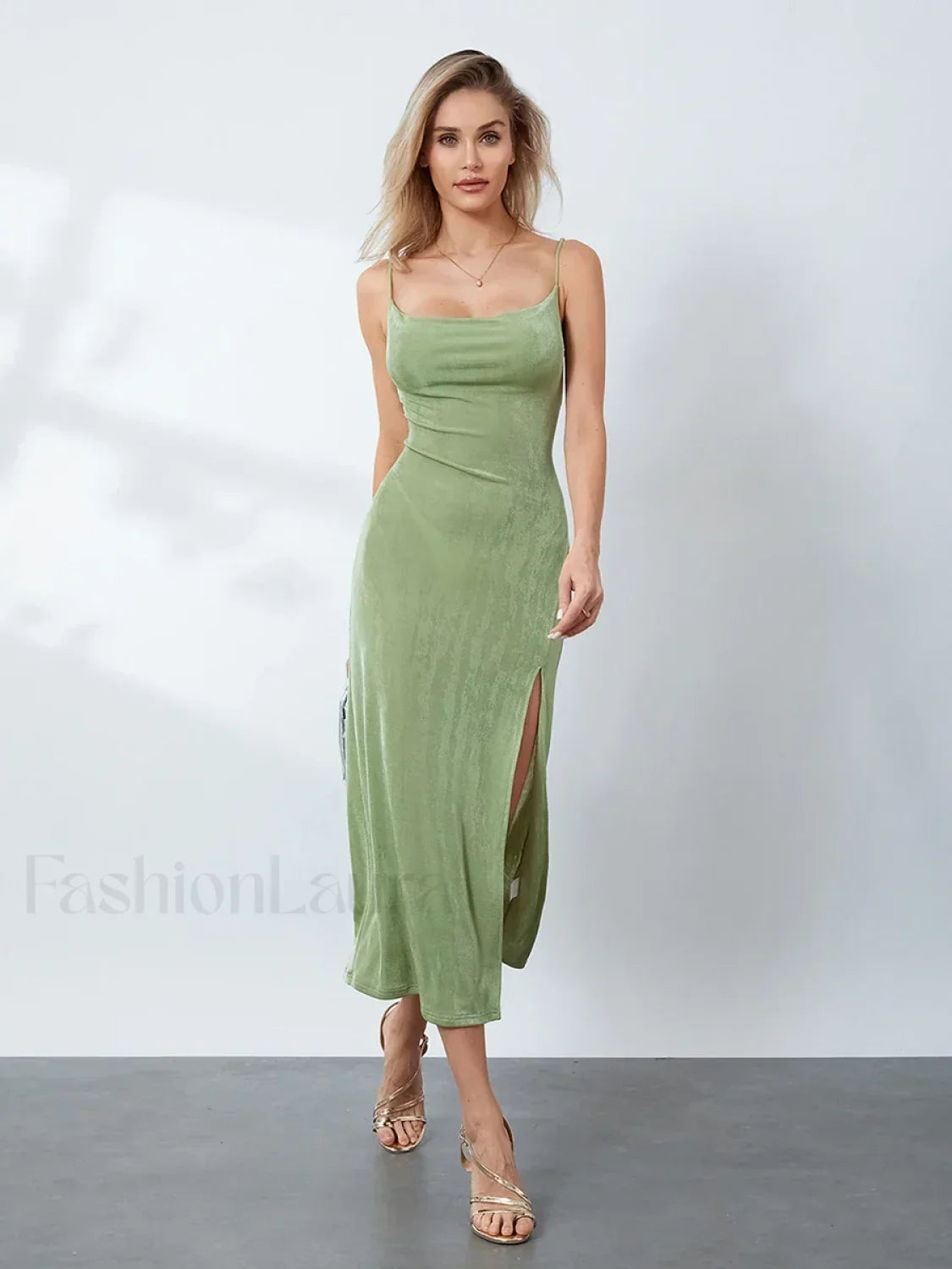 Cowl-Neck Slip Midi Dress