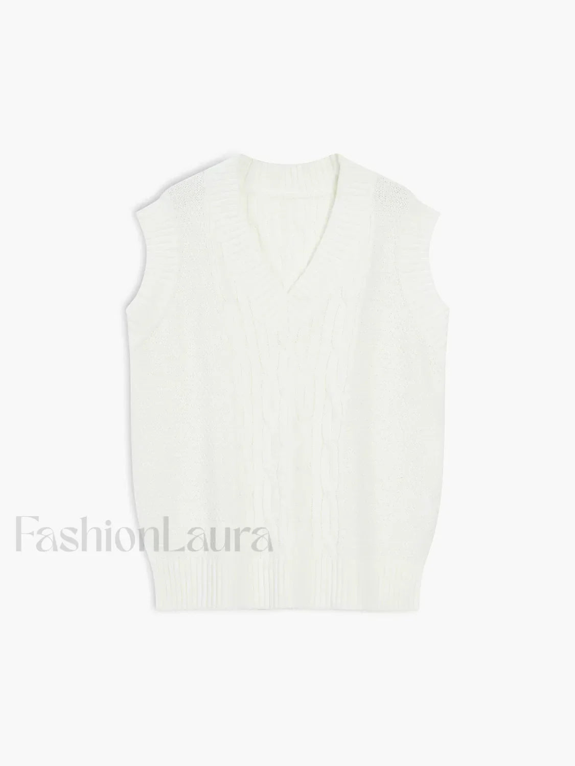 Cream Cable Graceful Knit Sweater Vest
