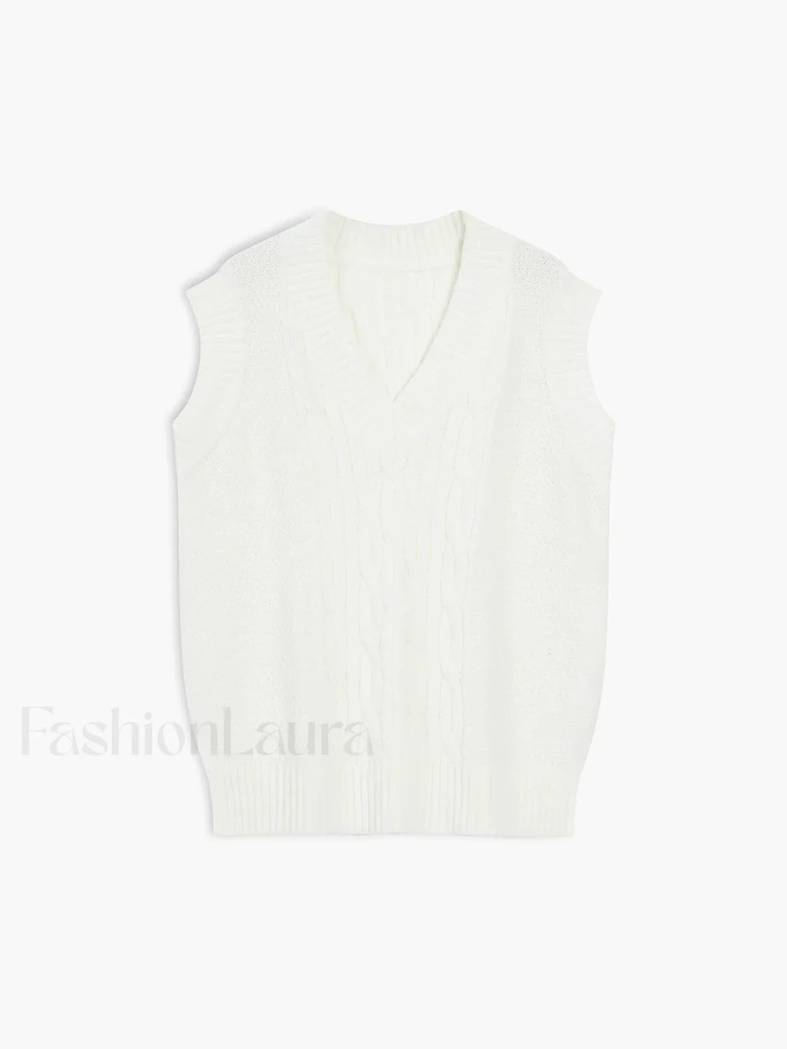 Cream Cable Graceful Knit Sweater Vest