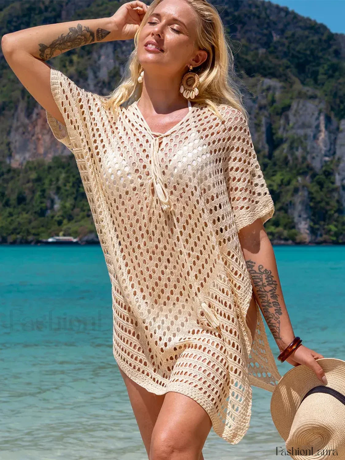 Crochet Hollow Out Mini Dress Cover Up