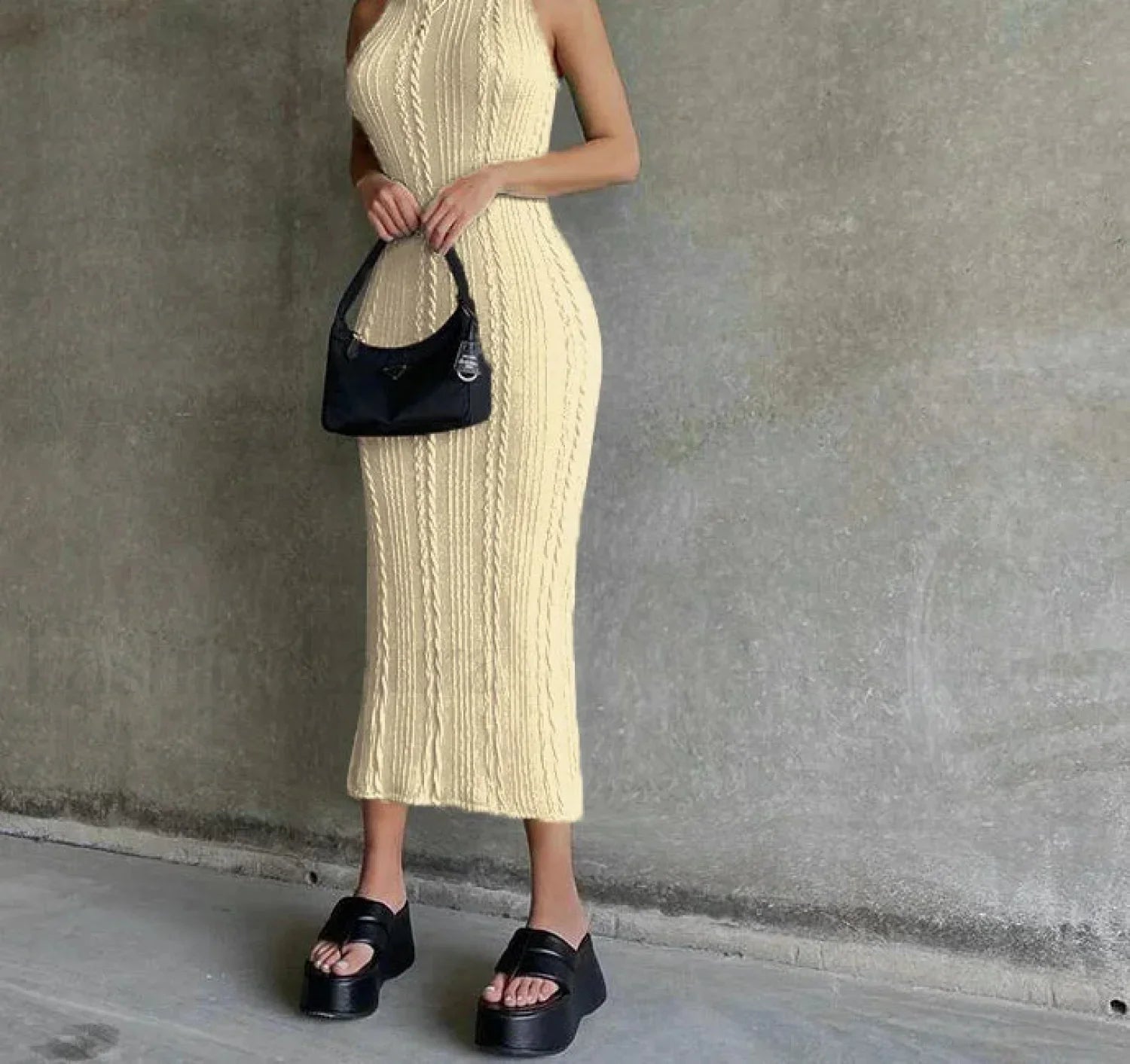 Crochet Sweater Midi Dress