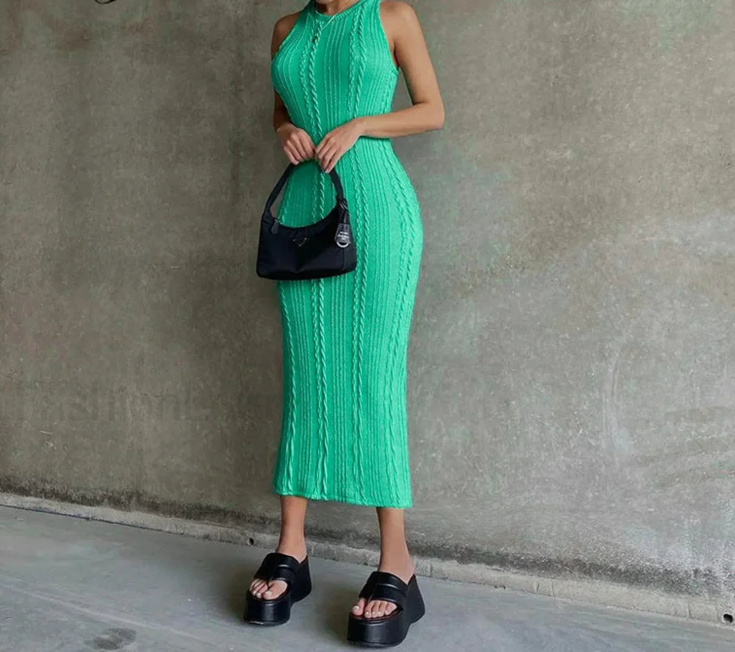 Crochet Sweater Midi Dress