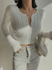 Cropped Black Graceful Biker Jacket White / One Size Sweaters