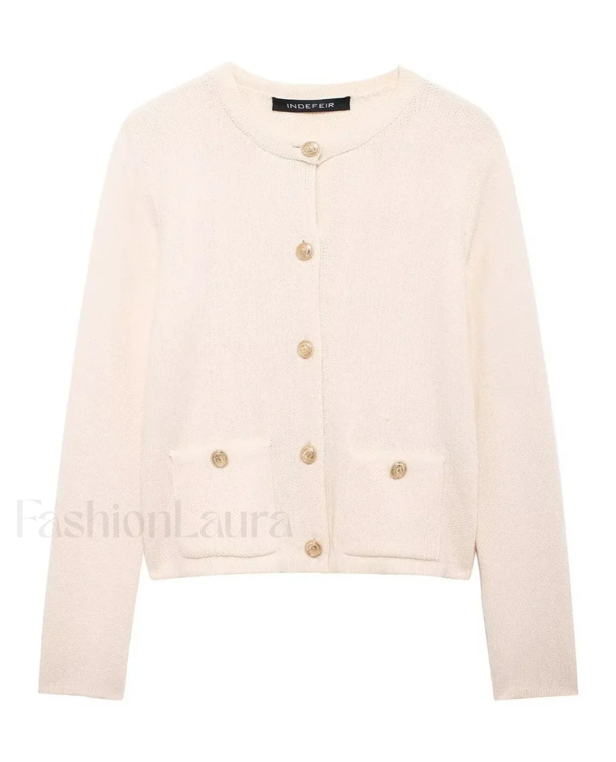 Cropped Knit Pocket Cardigan White / S