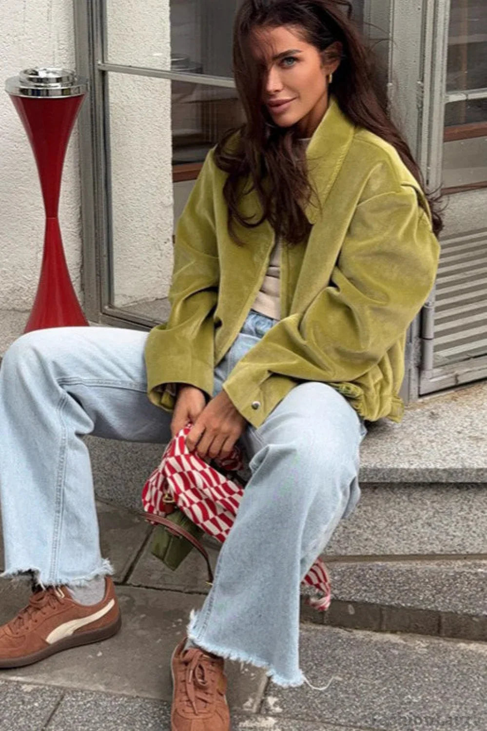 Cropped Suede Lapel Casual Jacket