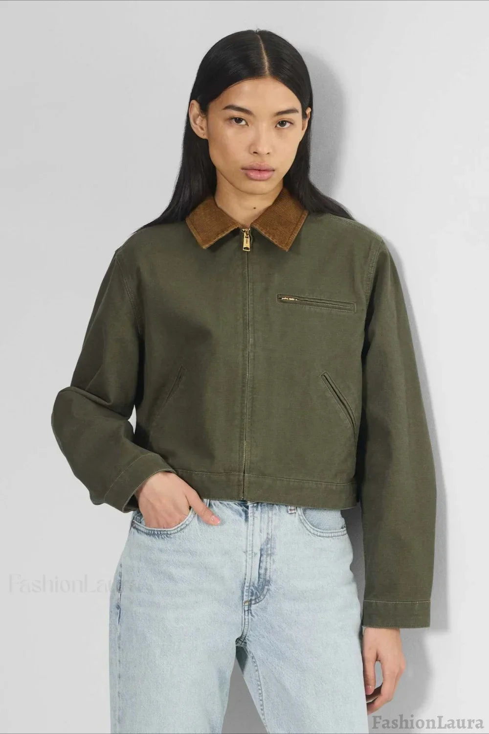 Cropped Utility Workwear Jacket S / Green
