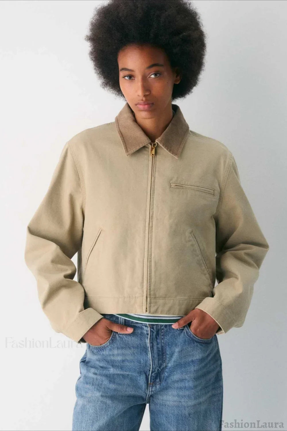 Cropped Utility Workwear Jacket S / Khaki