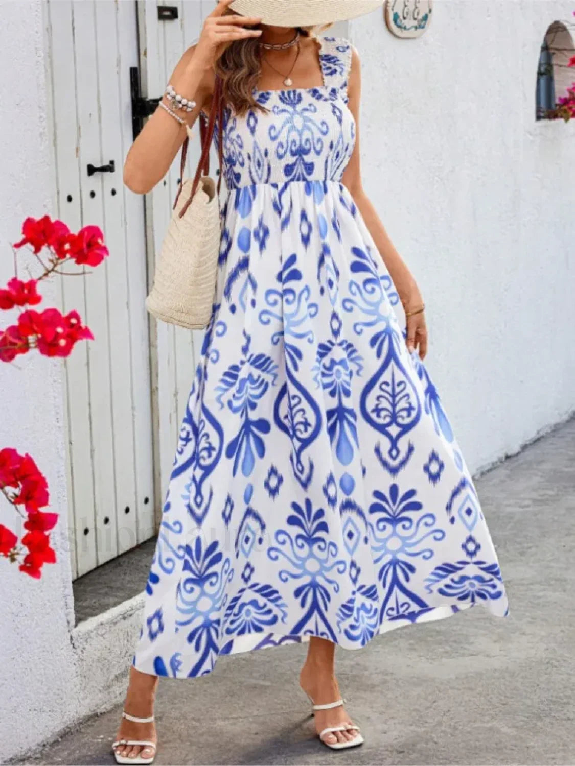 Cross-Strap Ankle Boho Dress