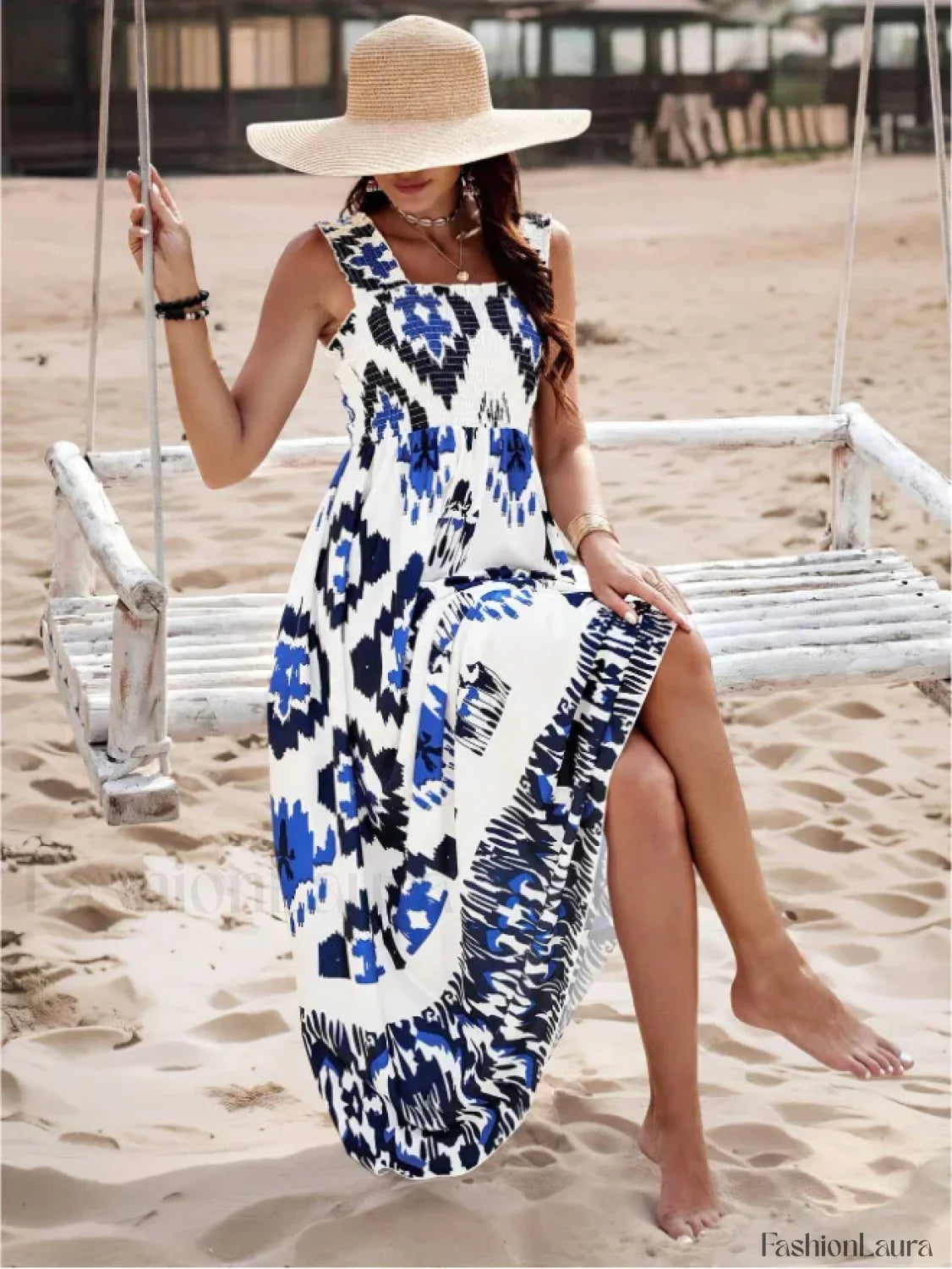 Cross-Strap Ankle Boho Dress