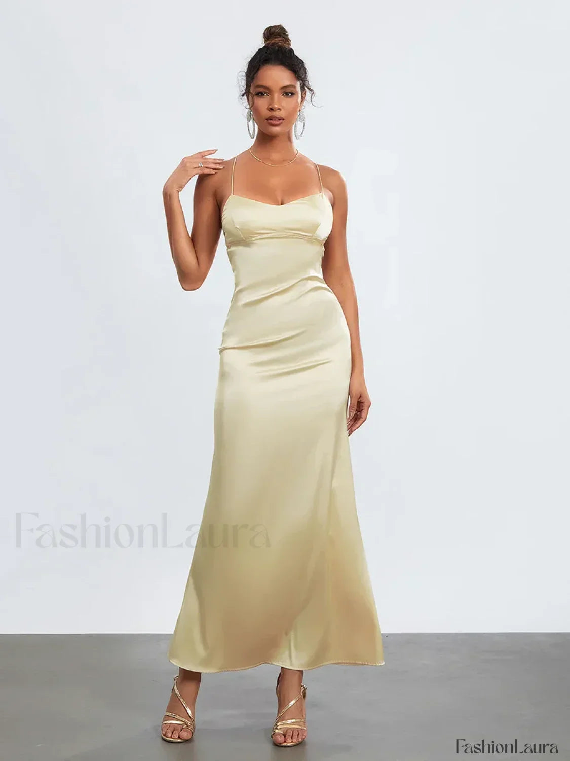 Cross Tie Slip Spaghetti Maxi Dress