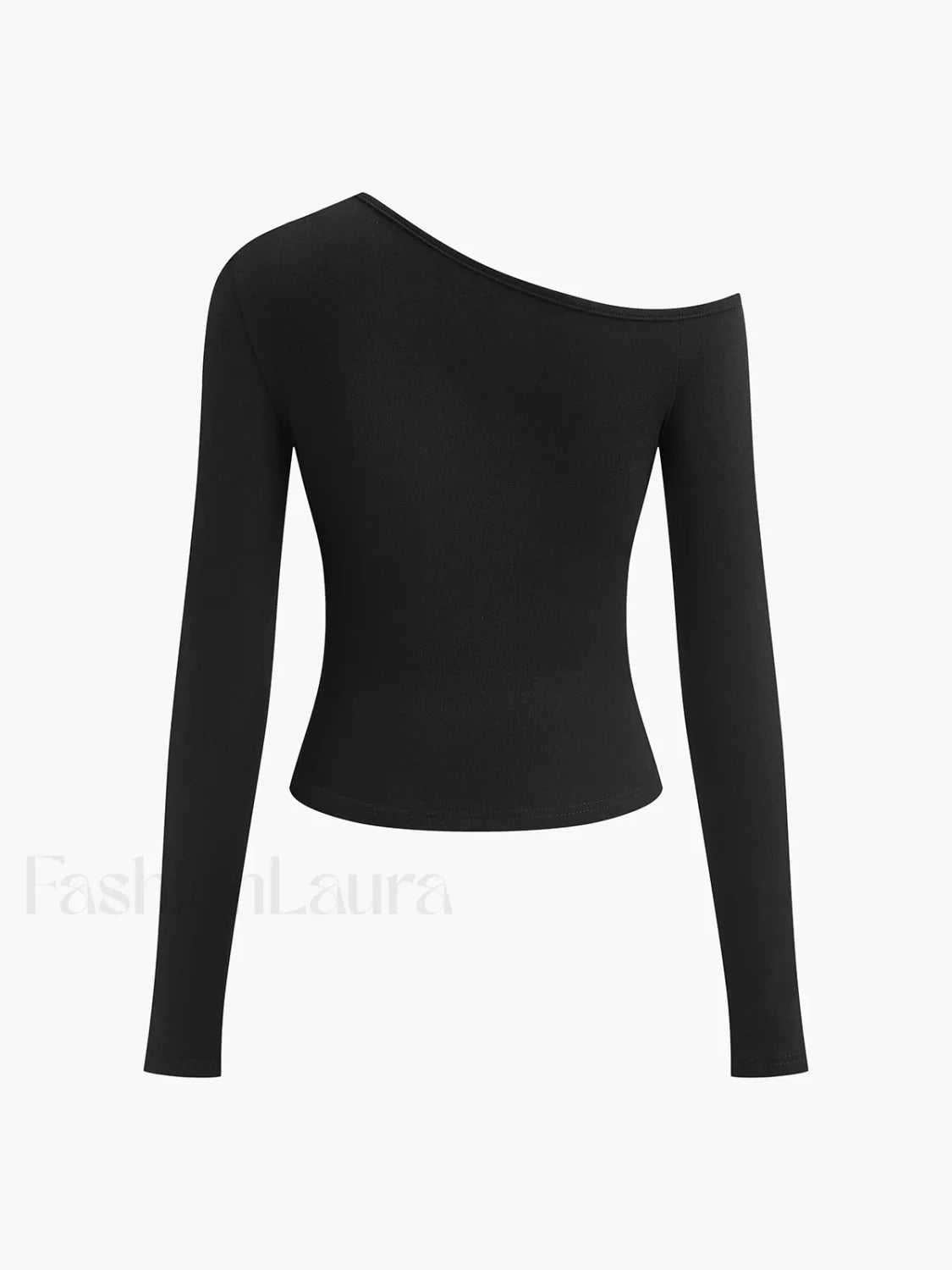 Cut Out Asymmetric Off Shoulder Slinky Long Sleeve Shirt