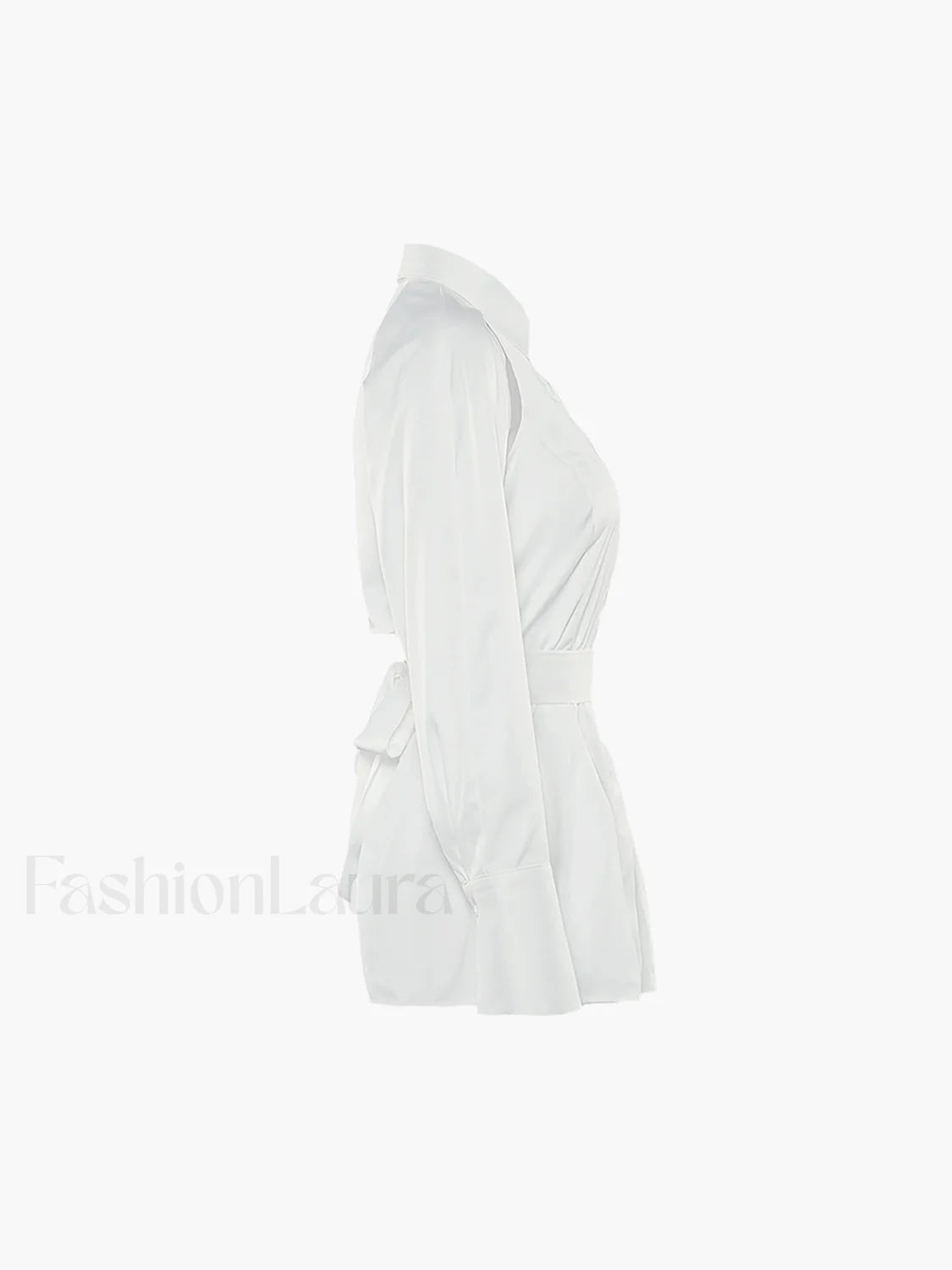 Cut Out Button Trendy Down Collar Shirt