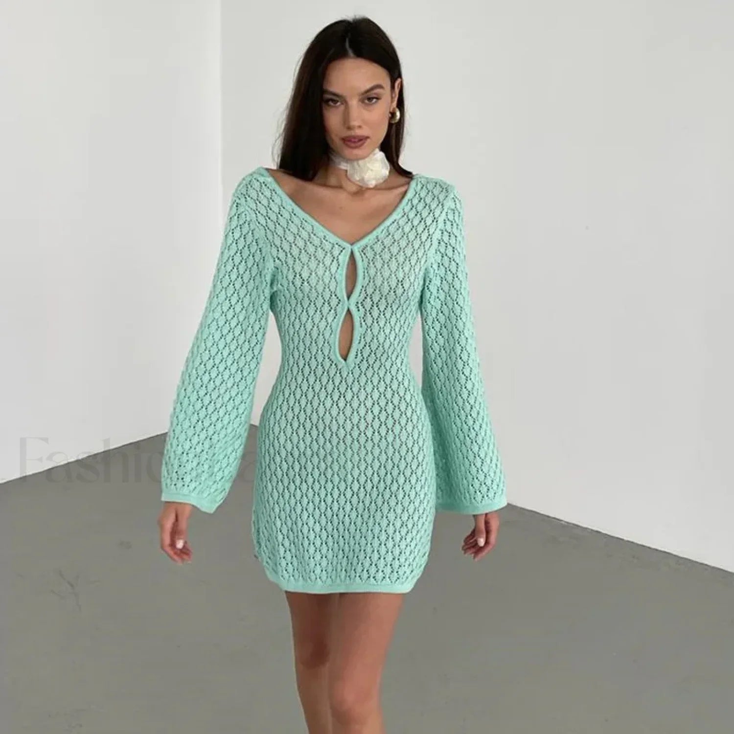 Cut-Out Crochet Tunic Beach Cover Up