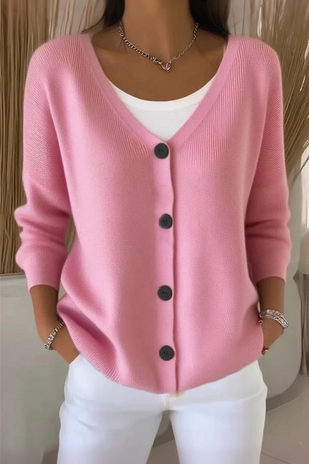 Women Plain Long Sleeve Comfy Casual Cardigan