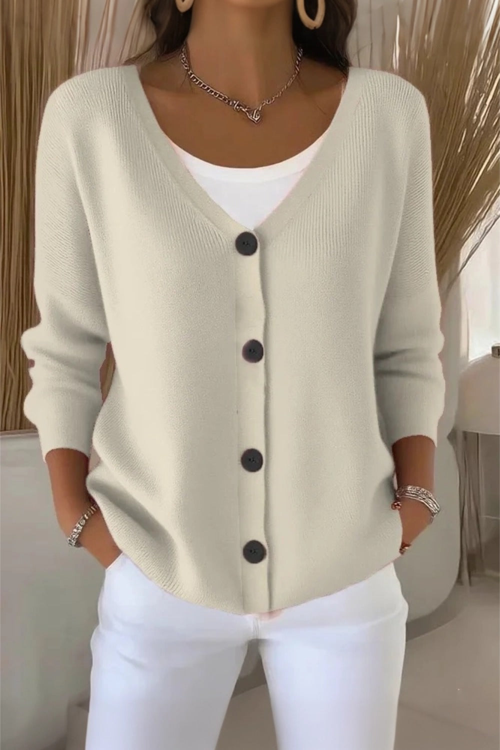 Women Plain Long Sleeve Comfy Casual Cardigan