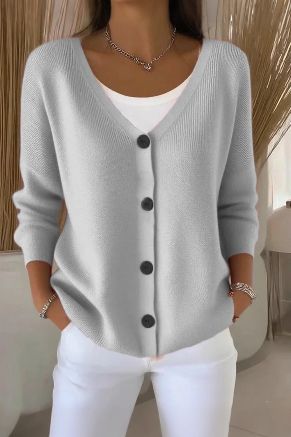Women Plain Long Sleeve Comfy Casual Cardigan