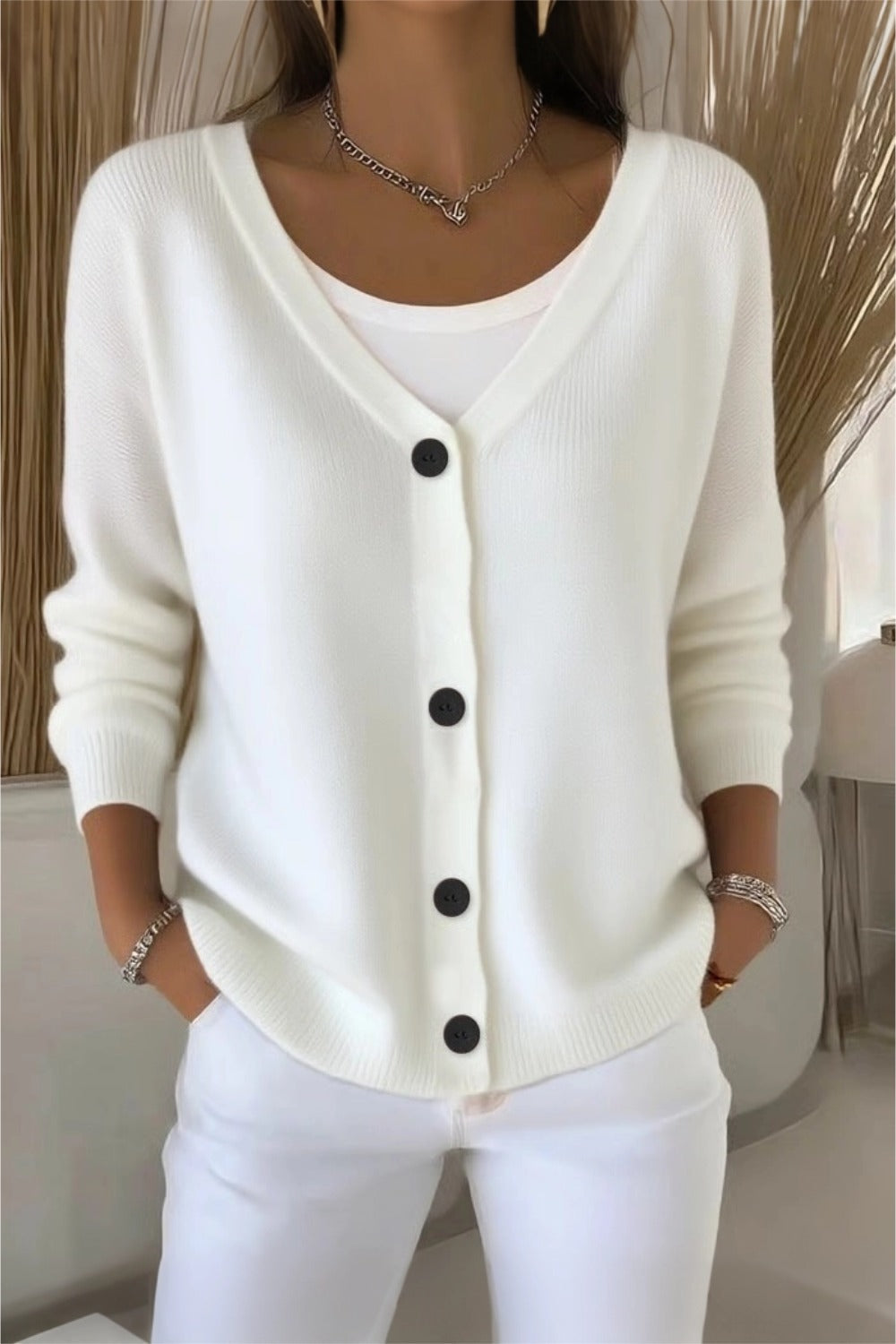 Women Plain Long Sleeve Comfy Casual Cardigan