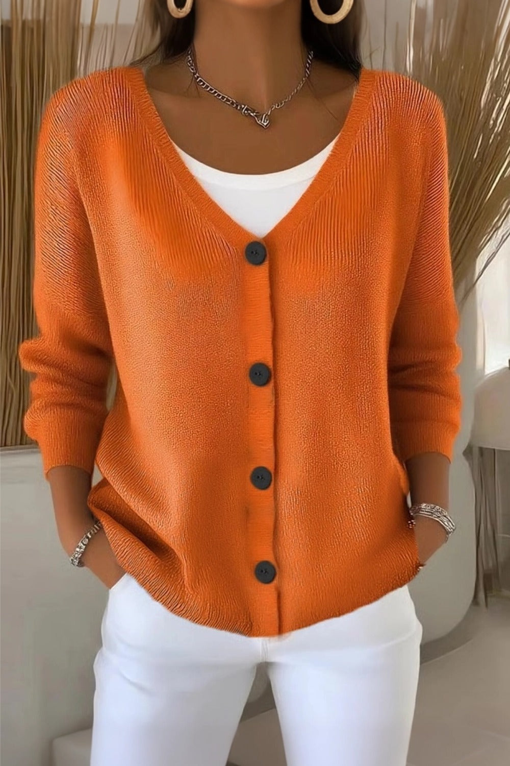Women Plain Long Sleeve Comfy Casual Cardigan