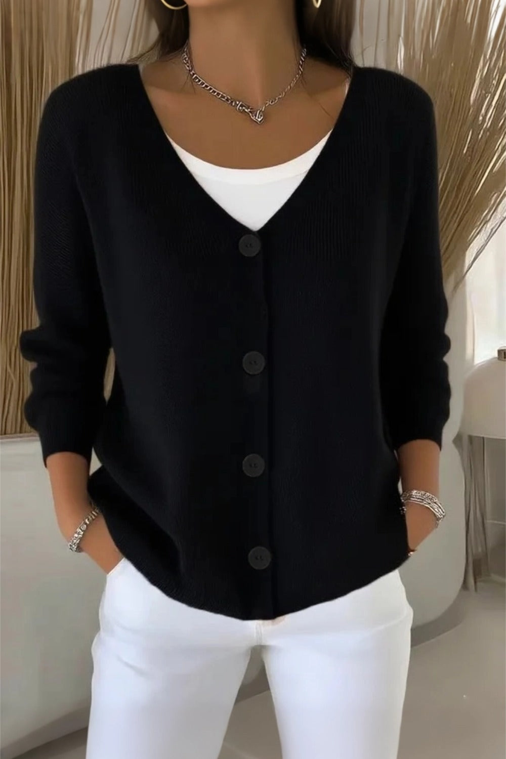 Women Plain Long Sleeve Comfy Casual Cardigan