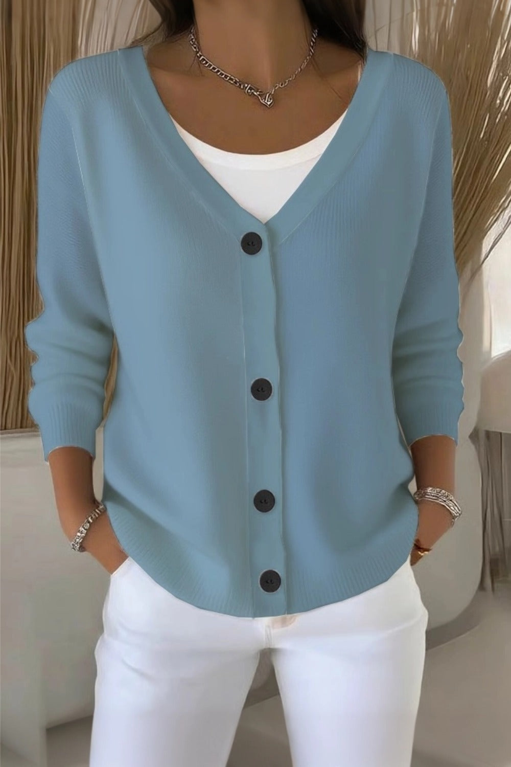 Women Plain Long Sleeve Comfy Casual Cardigan