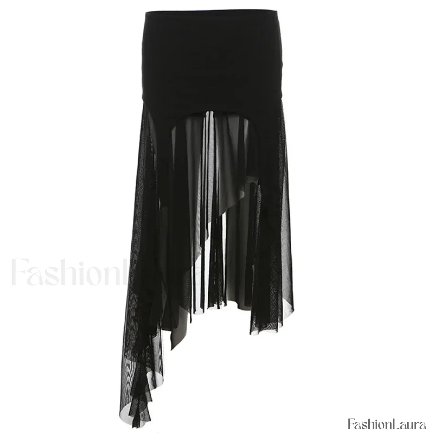 Cyber Y2K Irregular Hem Harajuku Mesh Patchwork Skirt