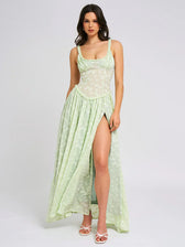 Savannah Meadows Lace Maxi Dress in Green - View 7