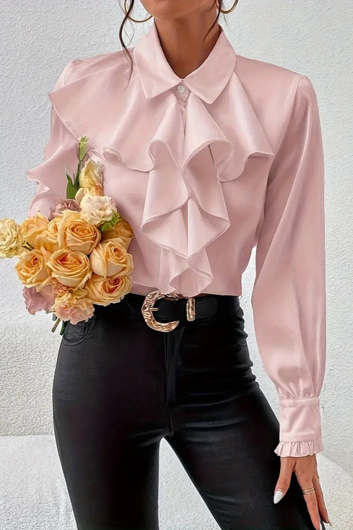 Ruffle Layered Long Sleeve Blouse