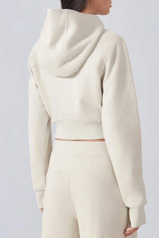 Cropped Fleece Workout Jacket