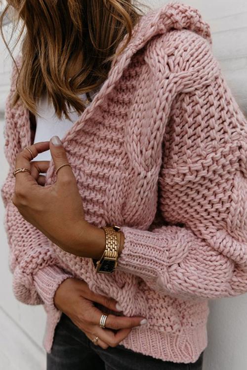 Knit Loose Hoodie Cardigan