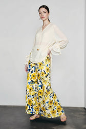 Silky Oil Print Color Block Vacation Skirt