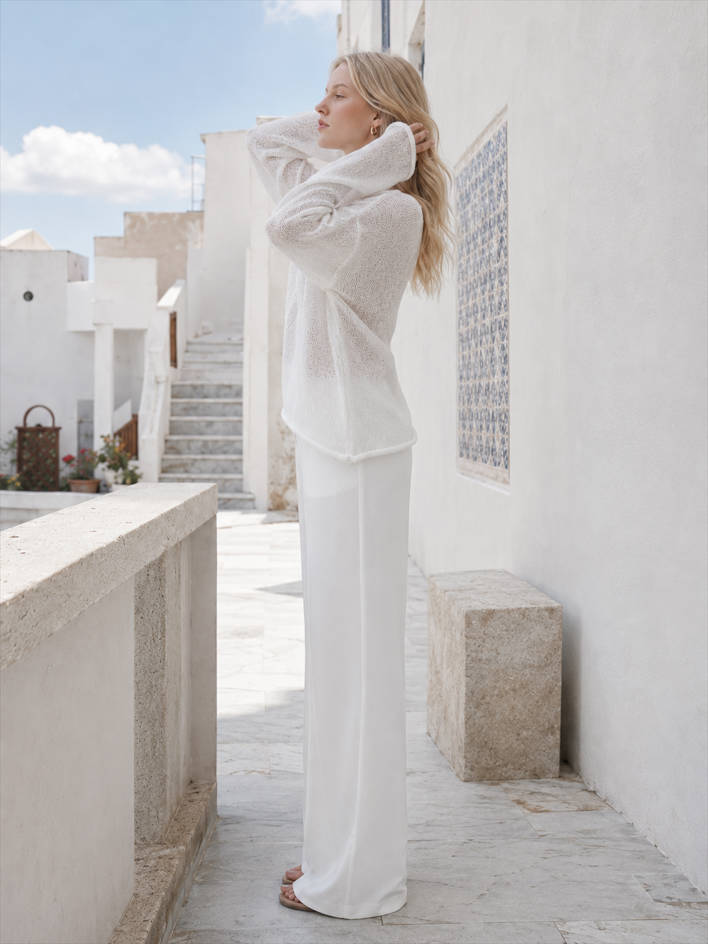 Hollow Draped Snug Knit Top