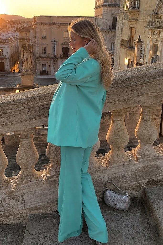Corset Style Three Piece Blazer Pants Set