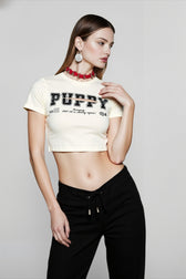 Y2K Print Cutout Crop T-shirts