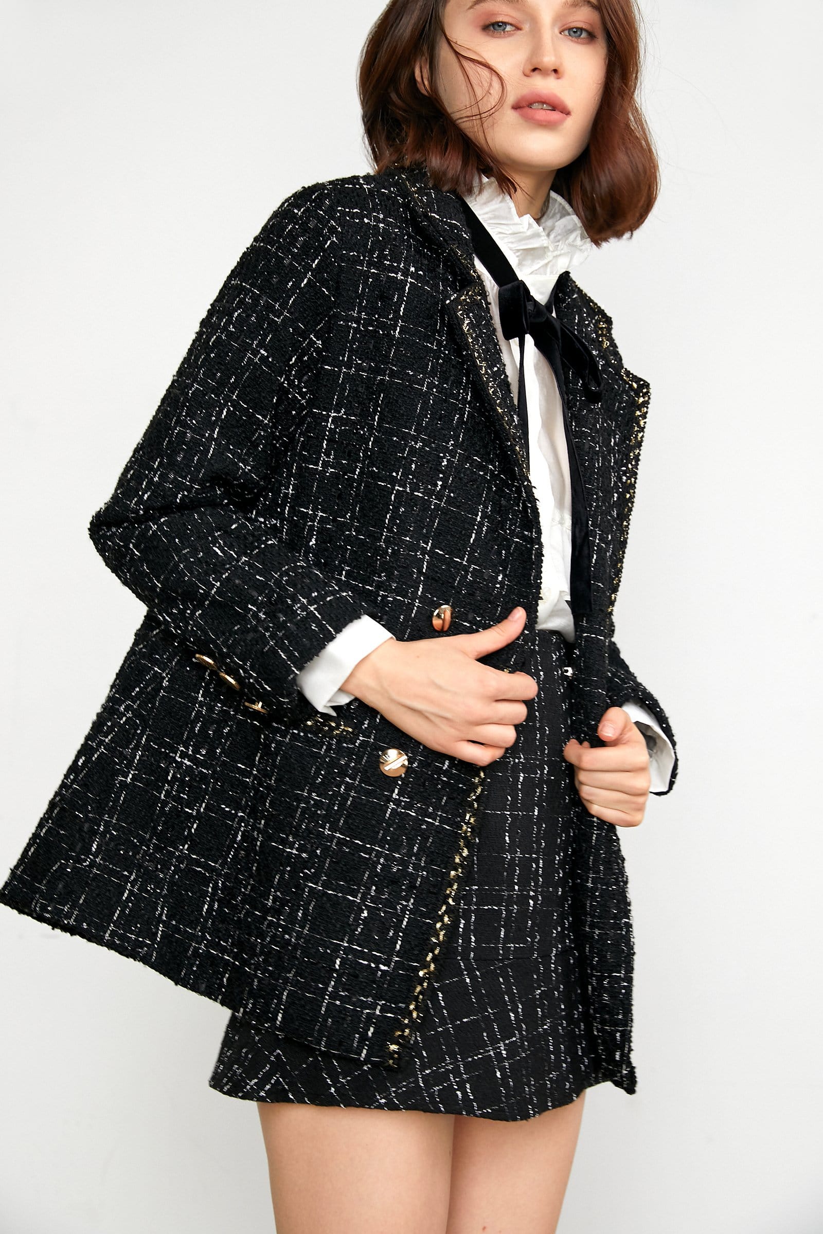 Abbas Black Double-Breasted Coat