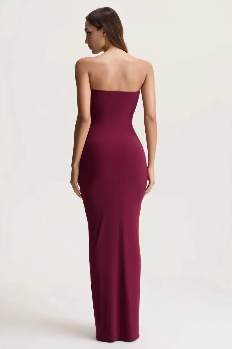 Sexy Sleeveless Ruched Waist Cinched Sash Strapless Party Dress 3