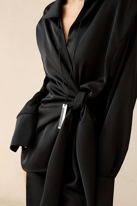 Asymmetric Satin Mini Dress - View 6
