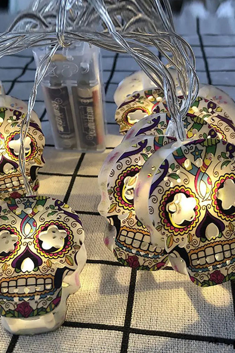 Halloween Skull Light String Decoration Light 10 LED Lights For Halloween Party, Yard, Haunted House Decorations