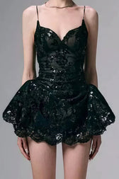 Lace Spaghetti Strap Mini Dress - View 2